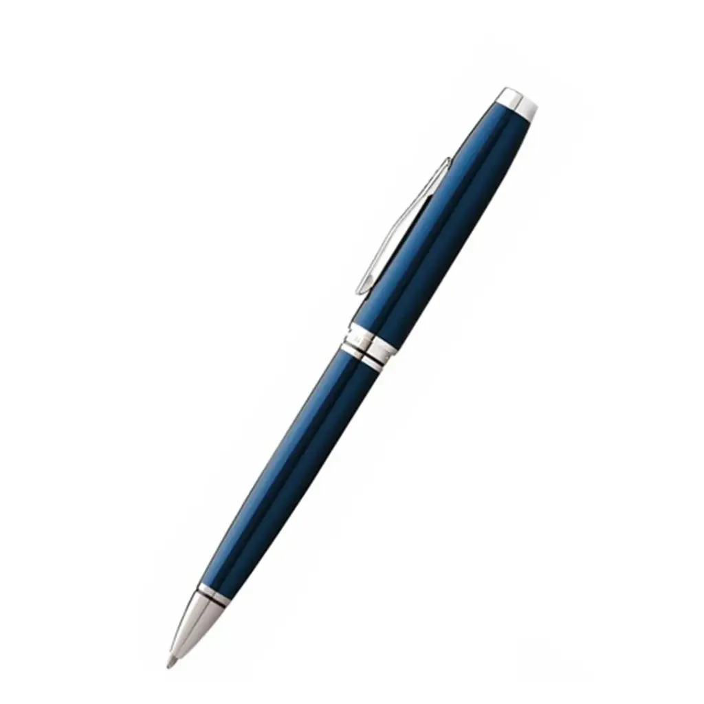 Coventry Blue Lacquer with Polished Chrome Appointments Ballpoint Pen.webp