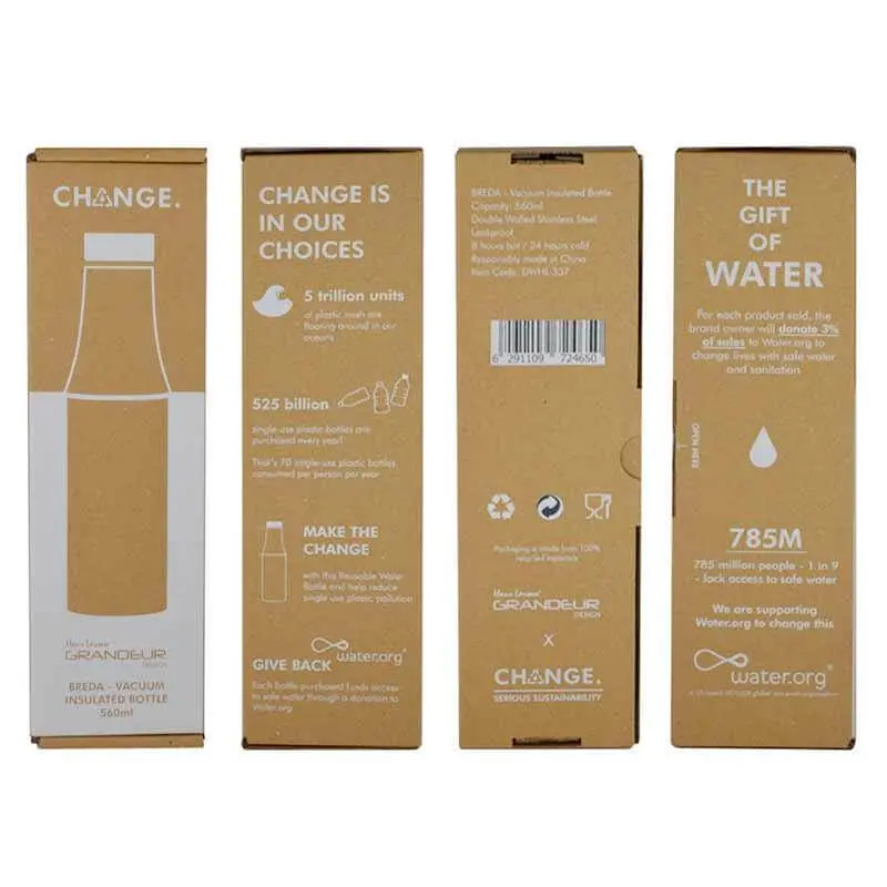 R- BREDA - CHANGE Collection Recycled Insulated Water Bottle - Black.webp
