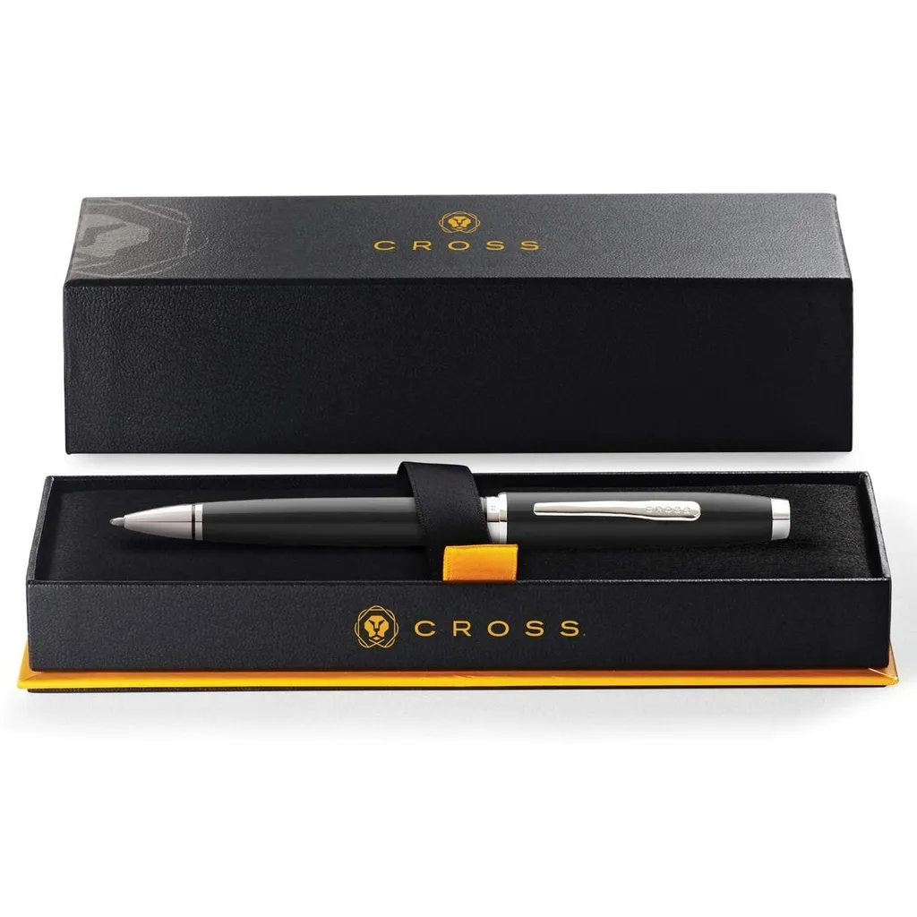 Coventry Black Lacquer with Polished Chrome Appointments Ballpoint Pen (Blue Ink)  (1).webp