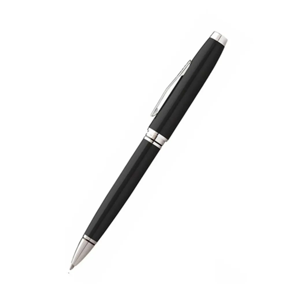 Coventry Black Lacquer with Polished Chrome Appointments Ballpoint Pen (Blue Ink) .webp