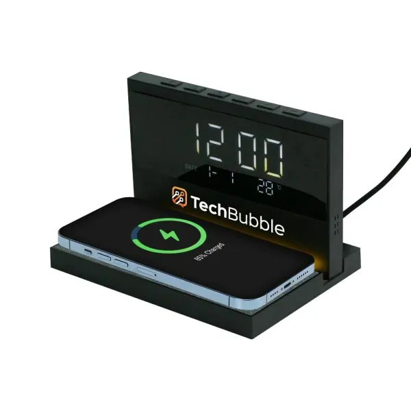 Alarm Clock, 15W Wireless Charger & Night Light